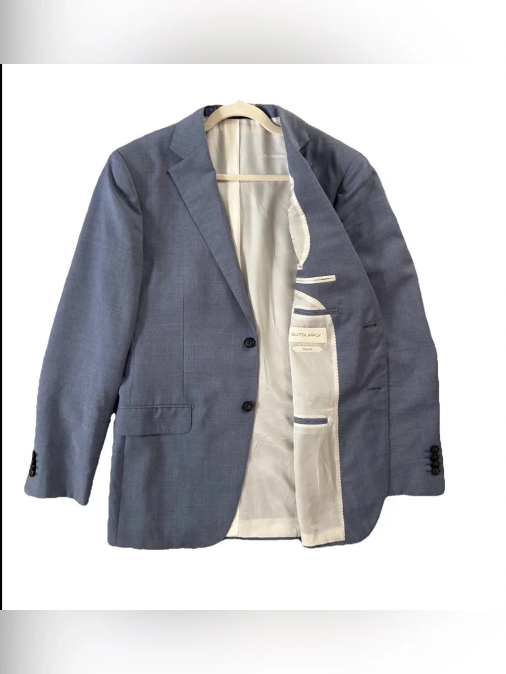SuitSupply Napoli Blue Italian Wool Blazer Reda 1865 Fabric Size 40L